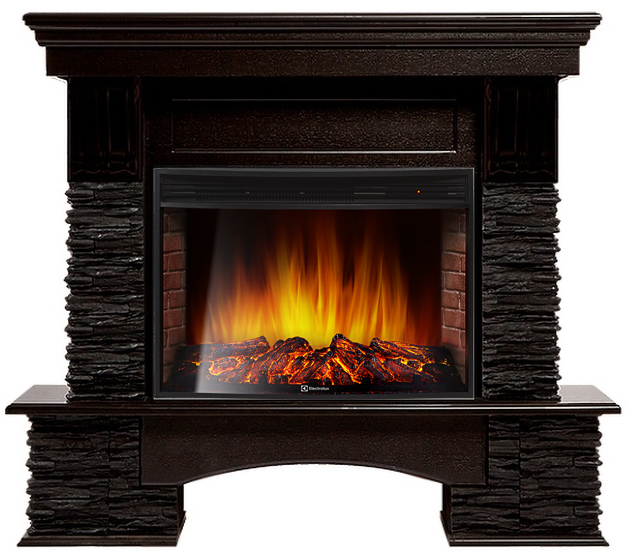 Электрокамин Electrolux EFP/P-3320RLS с порталом Firelight Pietra Nuovo 30 камень сланец чёрный, шпон венге