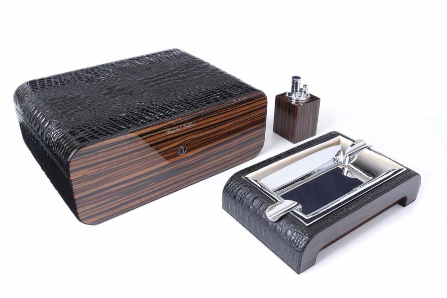 Настольный хьюмидор Gentili SET-SV75-Croco-Black