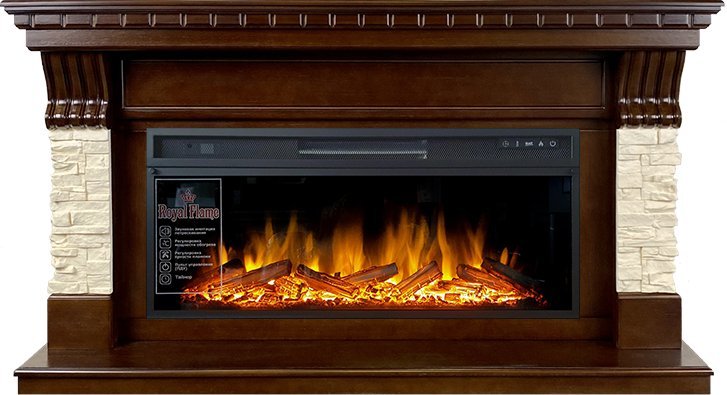 Линейный электрокамин Royal Flame Denver (тем. дуб) с очагом Vision 42 LOG LED