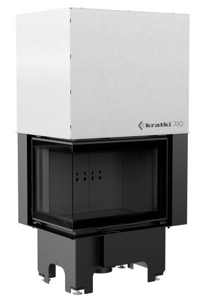 Угловая левая дровяная топка Kratki VNL/610/430 черная футеровка