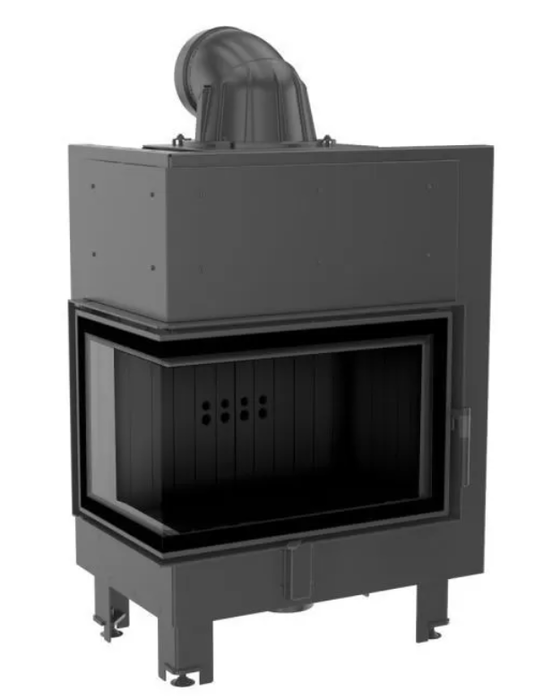 Угловая левая дровяная топка Kratki MBM/L/BS/SG (гнутое стекло) черная футеровка