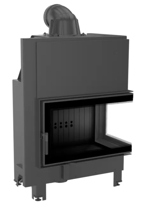 Угловая правая дровяная топка Kratki MBO/P/BS черная футеровка