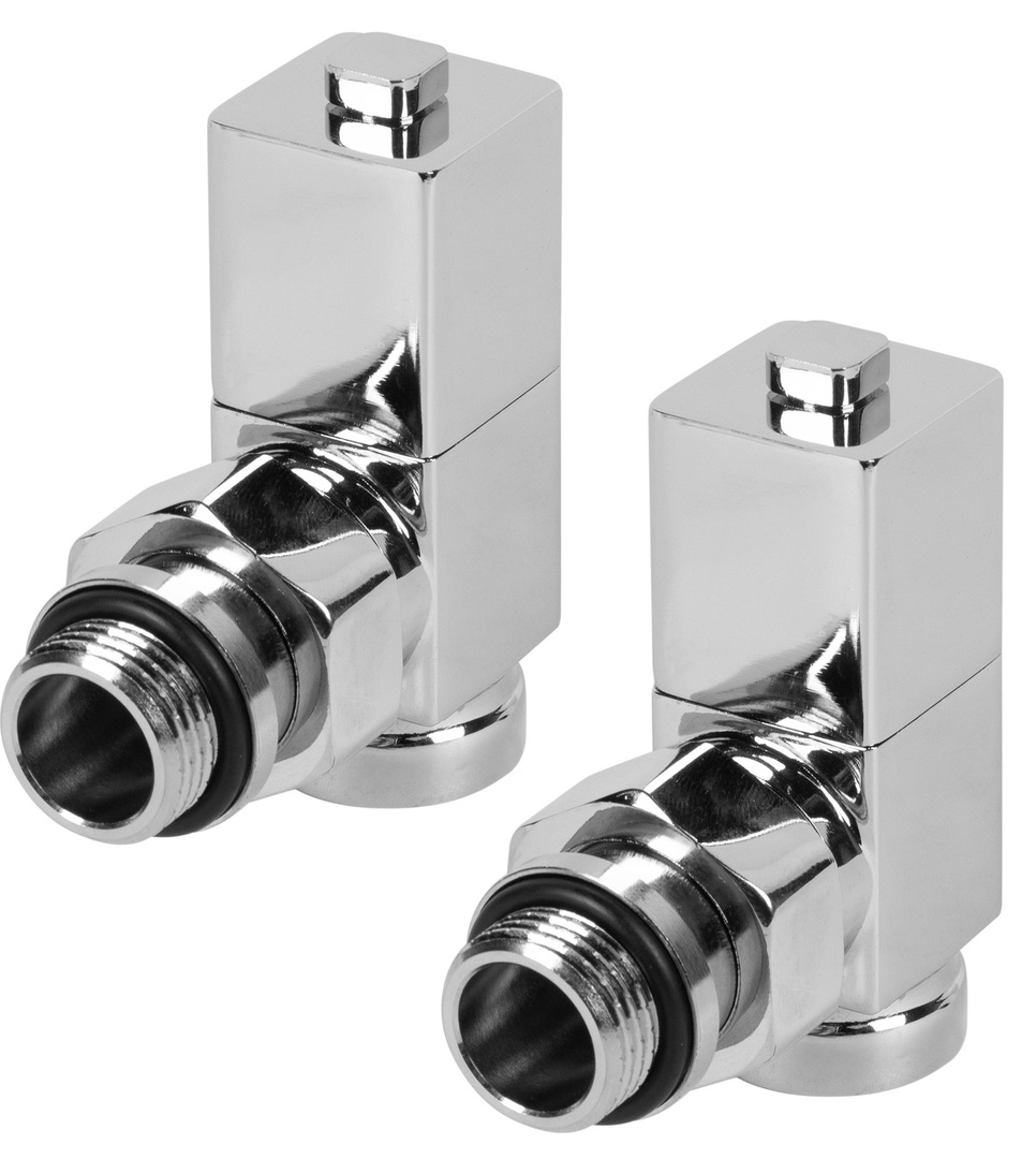 Набор вентелей Royal Thermo CUBE, УГЛОВОЙ, (2 шт) хром