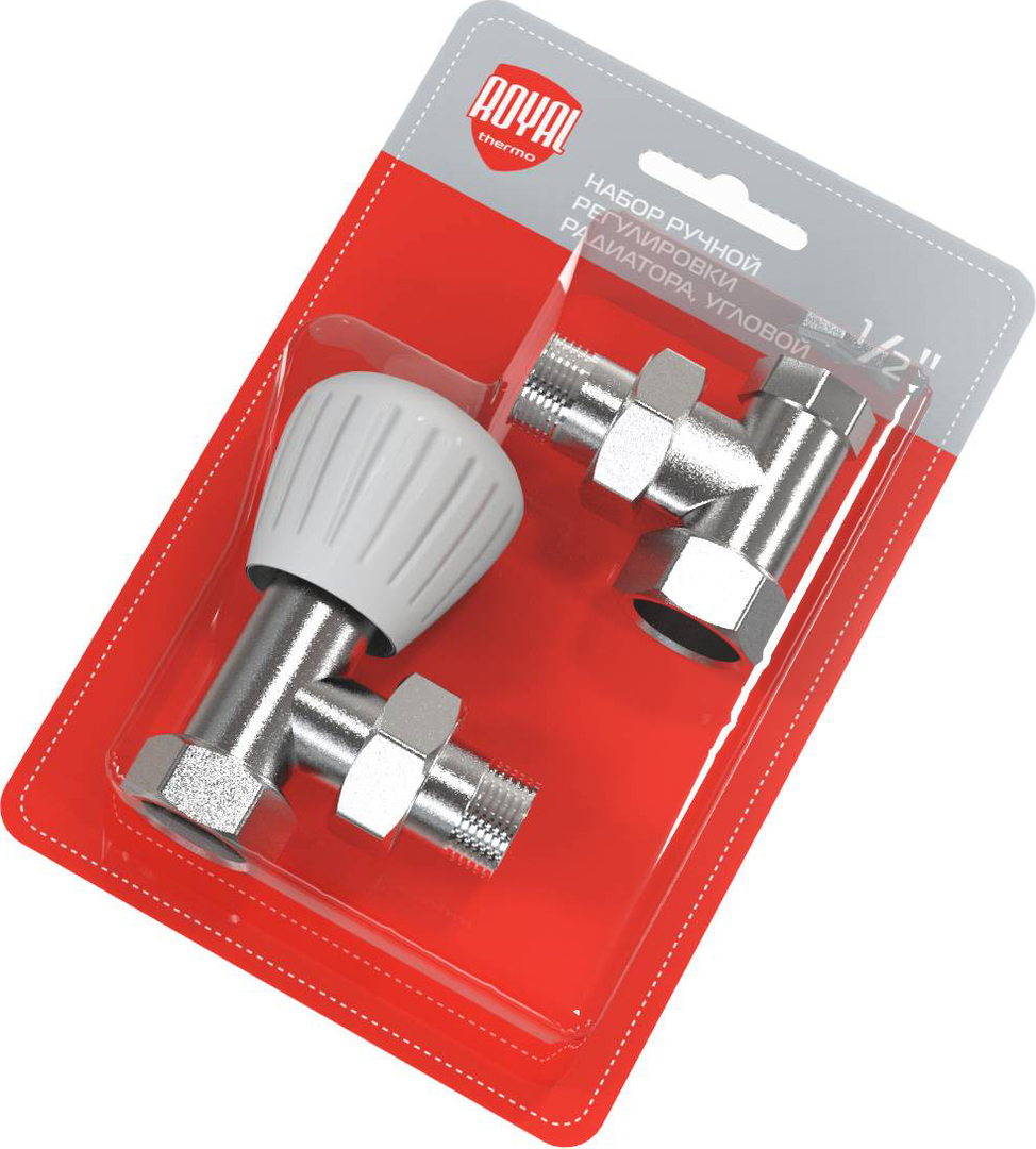 Набор ручной регулировки Royal Thermo угловой 1/2” (никель)