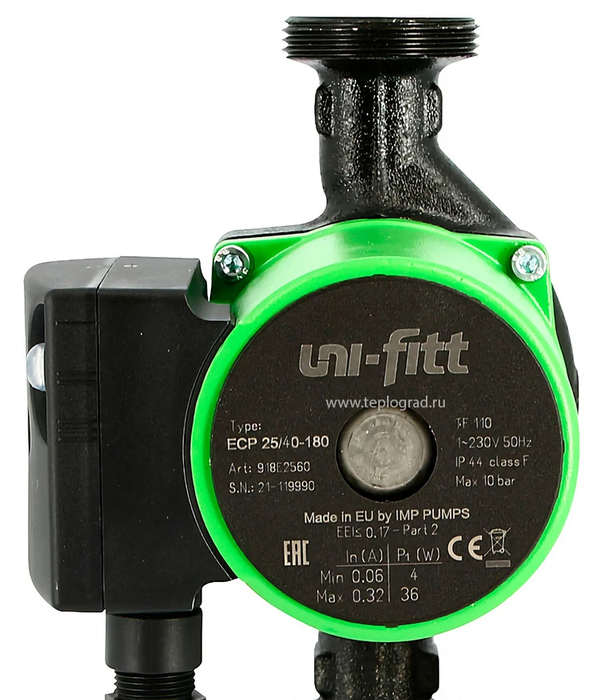 Циркуляционный насос Uni-fitt ECP 25/40 180 с гайками