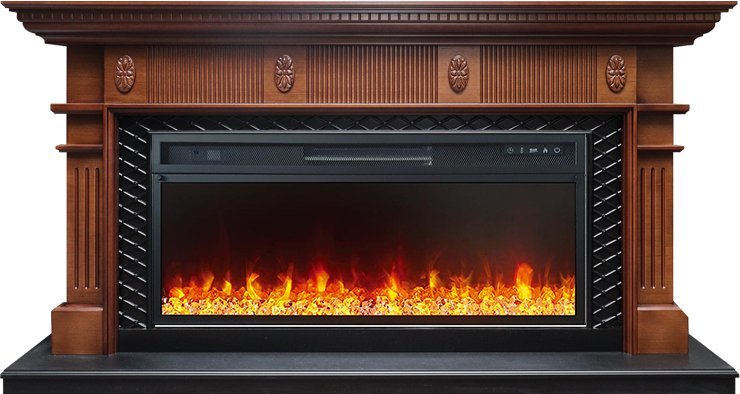 Линейный электрокамин Royal Flame Carlyle (орех с черным) с очагом Vision 42 LED