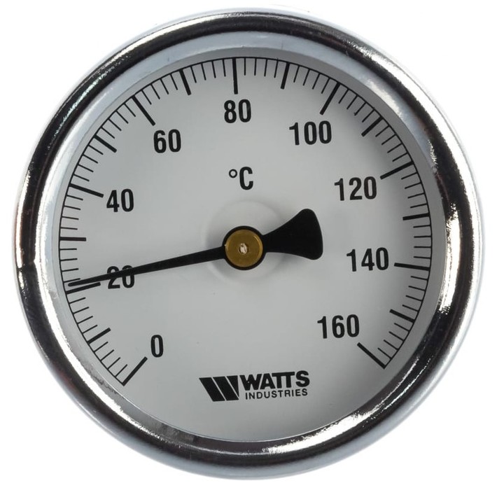 Термометр биметаллический с погружной гильзой Watts F+R801 (T) 80/100 (1/2",160"С)