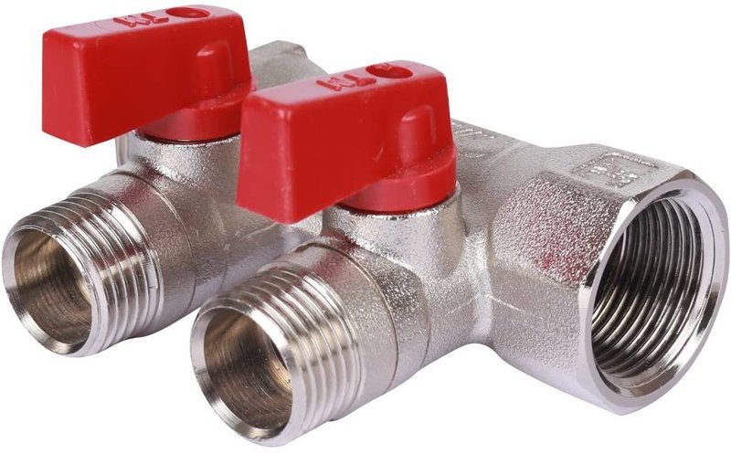 Коллектор распределительный TIEMME 3/ 4"x1/2 на 2 выхода, никель, с наружной резьбой