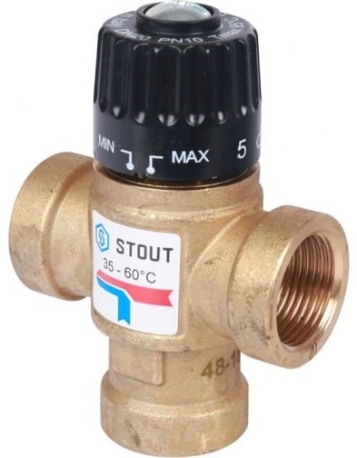 Смесительный клапан STOUT 3/4 ВР 35-60°С KV 1,6 м3/ч
