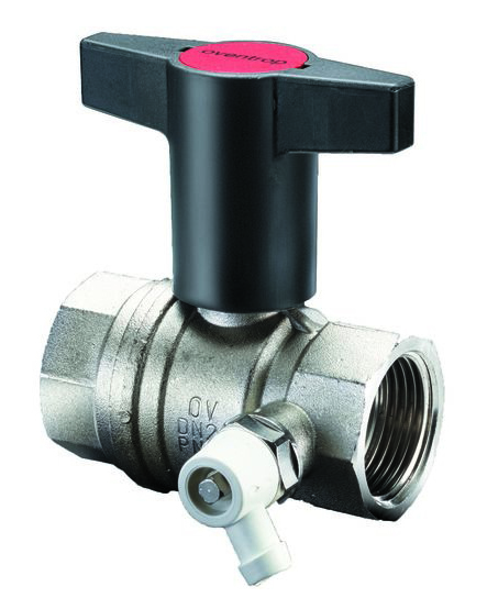 Шаровый кран Oventrop Optibal, DN-15, 1/2, ВВ, PN, бар-16, со штуцером для слива 1/4