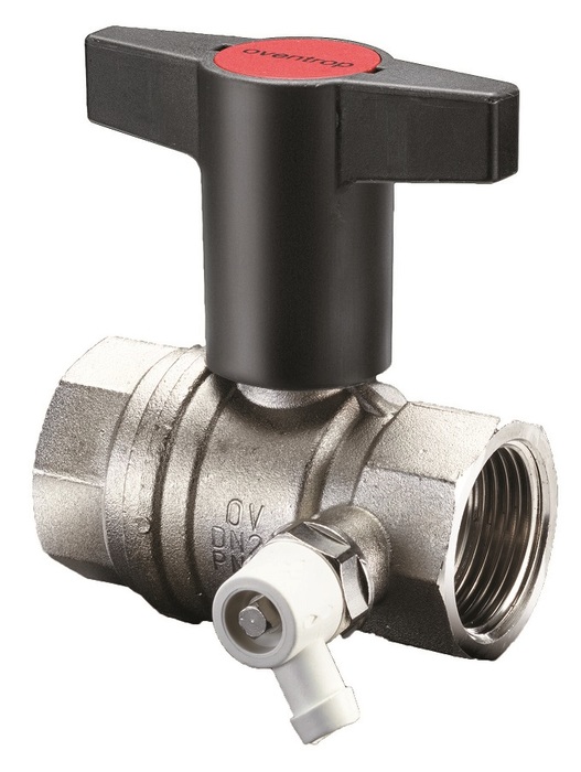 Шаровый кран Oventrop Optibal, DN-20, 3/4, ВВ, PN, бар-16, со штуцером для слива 1/4