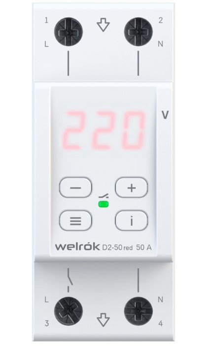 Реле напряжения Welrok D2-50 red
