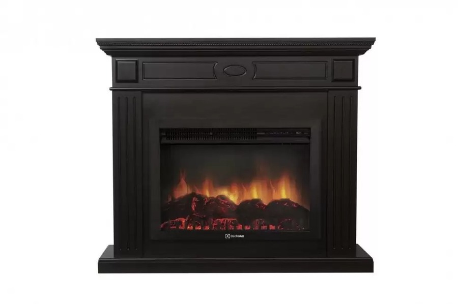 Электрокамин с широким очагом 2D Electrolux EFP/P-2520LS с порталом Firelight Bianco 25 черная эмаль
