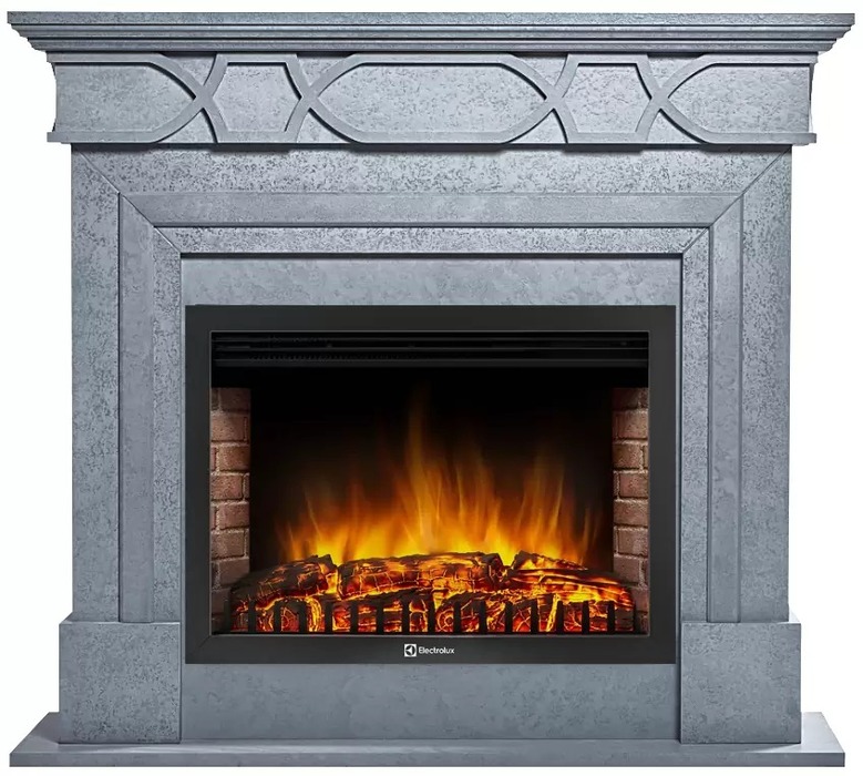Электрокамин с широким очагом 2D Electrolux EFP/P-3020LS с порталом Firelight Antico 30 серый