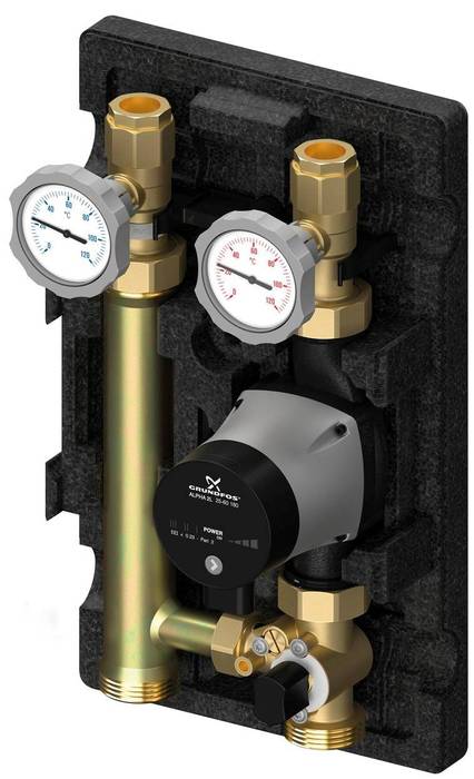 Насосная группа Meibes MK со смесителем 1 1/4 с насосом Grundfos UPM3 Hybrid 32-70, подача слева