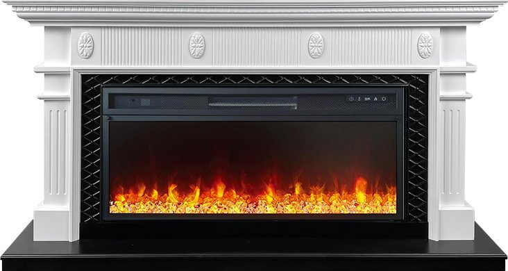Линейный электрокамин Royal Flame Carlyle (белый с черным) с очагом Vision 42 LED