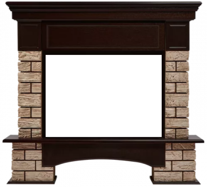 Широкий портал Firelight Bricks Wood 25 камень корич., шпон тем. дуб
