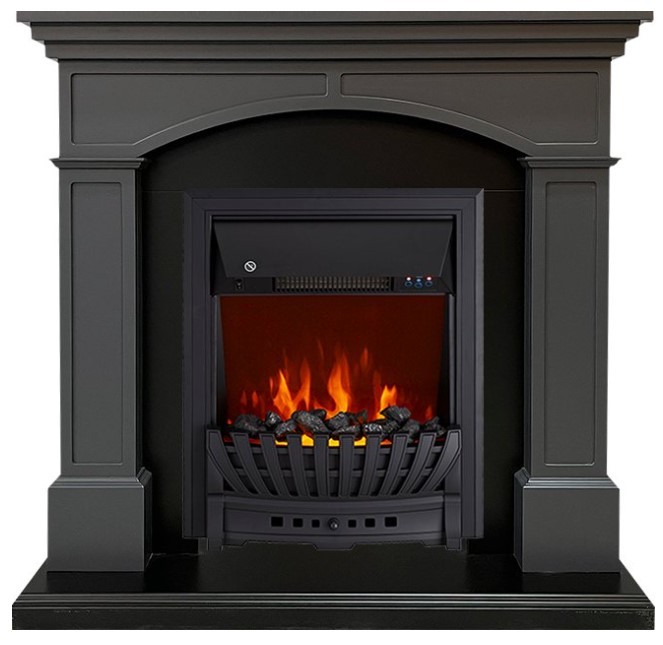 Электрокамин с классическим очагом 2D Royal Flame Langford (серый графит) с очагом Aspen Black