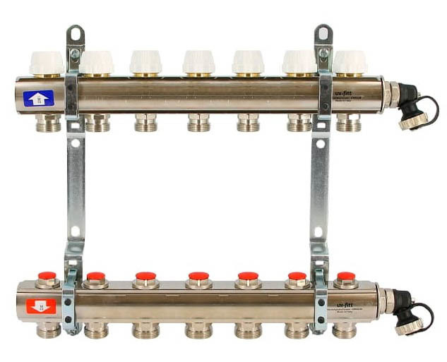 Для отопления Uni-fitt 1" х 7 вых 3/4" с вентилями(441I4307)