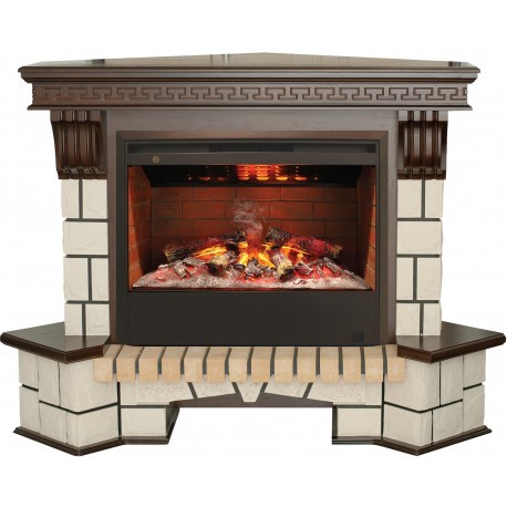 Электрокамин с широким очагом 3D Real-Flame Stone Corner 26/HL AO-217 с очагом 3D Helios 26
