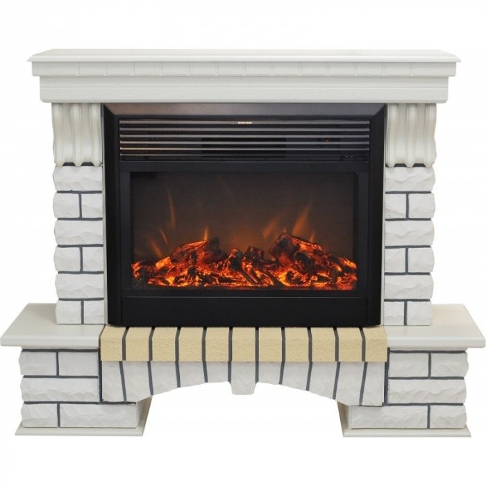 Электрокамин с широким очагом 2D Real-Flame Country 26 WT-614 + MOONBLAZE DELUXE BL