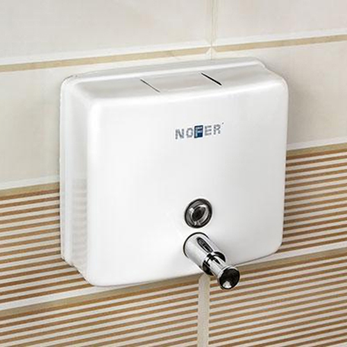 Дозатор жидкого мыла Nofer INOX белый квадратный 1200 мл (03004.W)