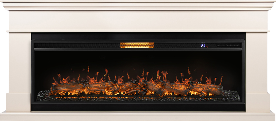 Линейный электрокамин Royal Thermo Aurora RTFP/P-AR60LS с порталом Firelight California 60 IV, молочный