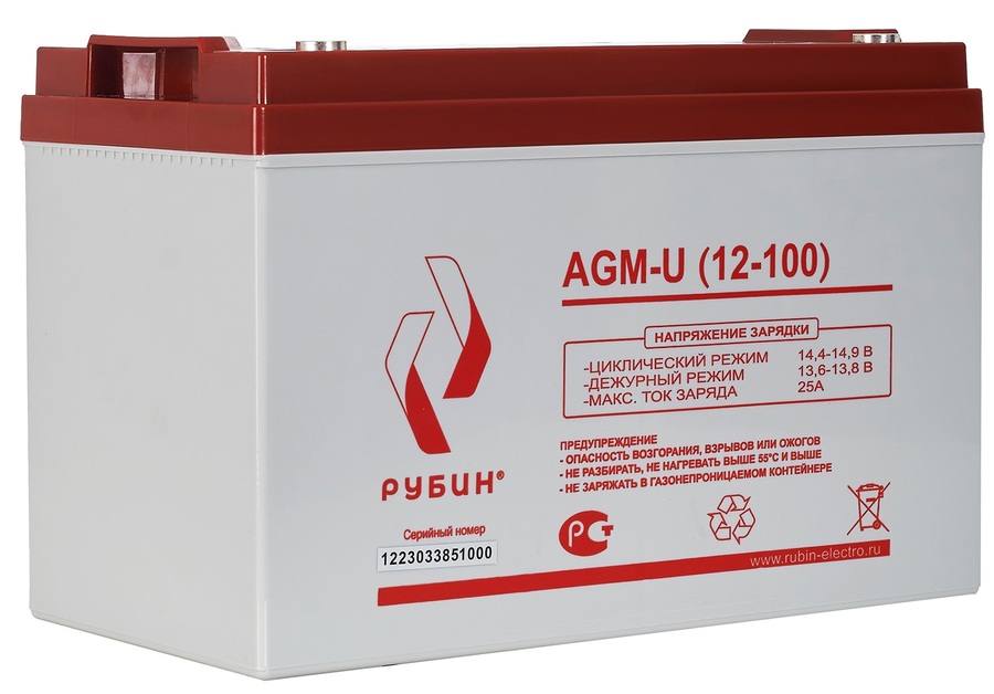 Аксессуар для отопления РУБИН USB 12V 100Ah AGM (30.5kg)