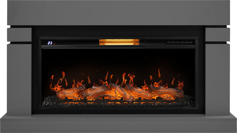 Электрокамин с широким очагом 2D Royal Thermo Aurora RTFP/P-AR40LS, портал Lindos 40, светло-серый