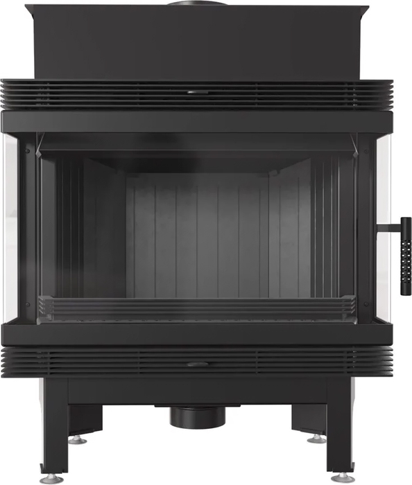 Трёхсторонняя дровяная топка Kratki Blanka670/570/LP/BS/BLACK угловое стекло слева-справа, черная футеровка