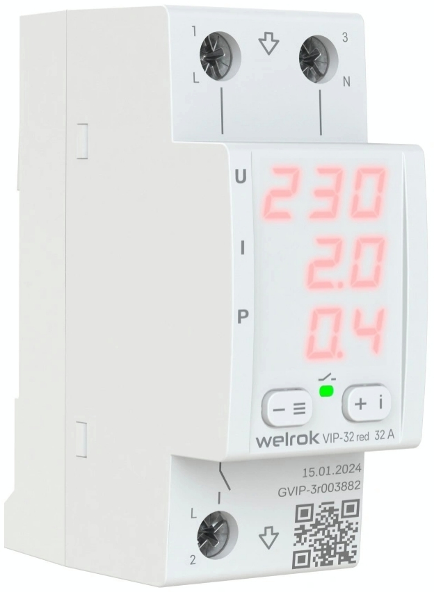 Реле напряжения Welrok VIP-32 red