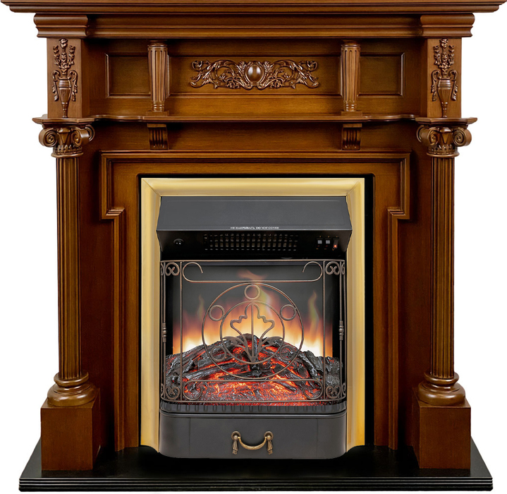 Электрокамин с классическим очагом 2D Royal Flame Oxford с очагом Majestic FX Brass
