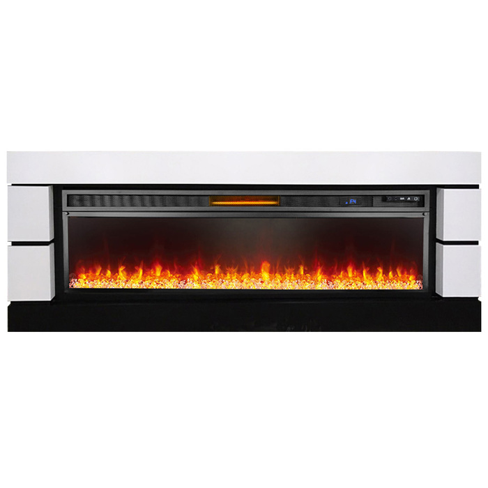 Линейный электрокамин Royal Flame Modern 60 (белый с черным) с очагом Vision 60 LED