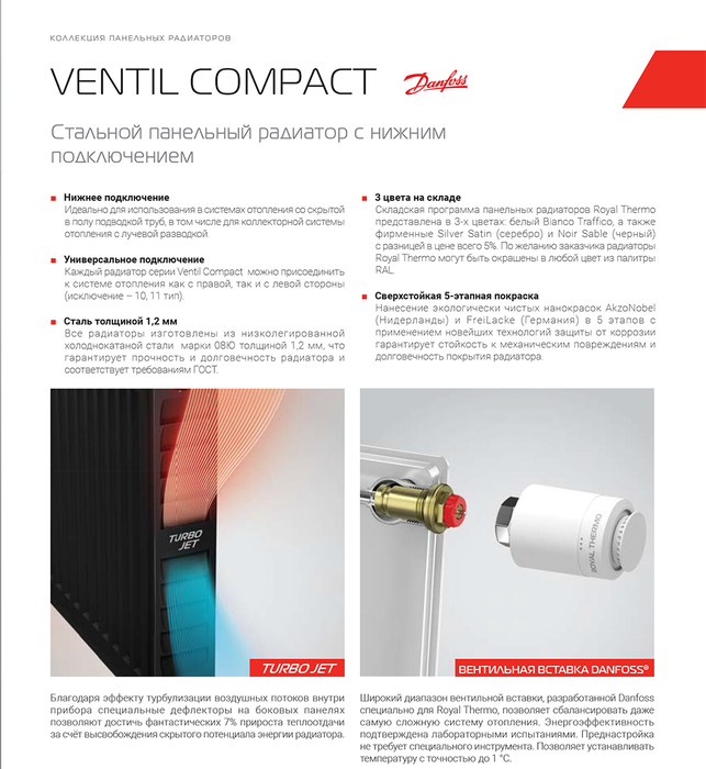 Стальной панельный радиатор Тип 21 Royal Thermo VENTIL COMPACT 21-500-3000