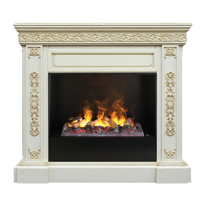 Электрокамин с широким очагом 3D Real-Flame Ekaterina 26 WT-659G с очагом 3D CASSETTE 630 Black Panel