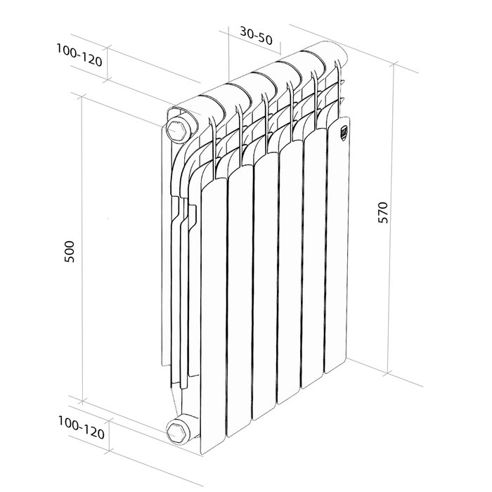 Алюминиевый радиатор Royal Thermo Revolution 500 10 секц.