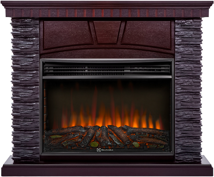 Электрокамин с широким очагом 2D Electrolux EFP/P-3020LS N с порталом Firelight Porto 30 камень черный, шпон венге