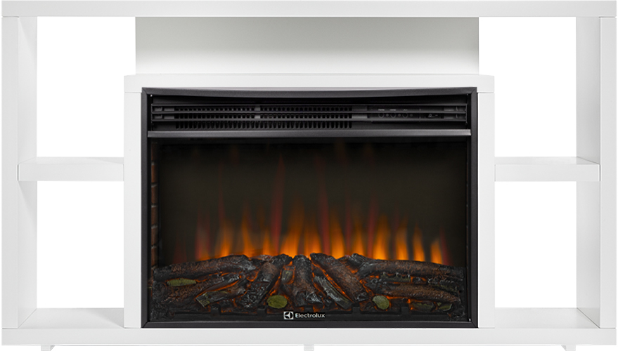 Электрокамин с широким очагом 2D Electrolux EFP/P-3020LS N с порталом Firelight Multimedia 30 белый