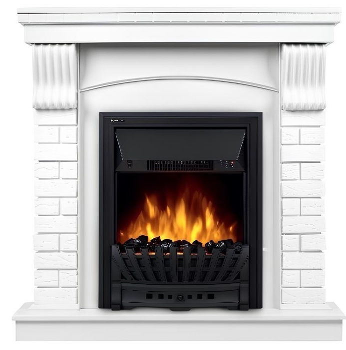 Электрокамин с классическим очагом 2D Electrolux Classic EFP/P-1020LS с порталом Firelight Jersey Classic камень белый, белый дуб