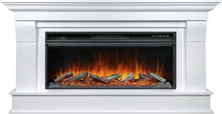 Линейный электрокамин Royal Flame Monaco 42 (белый) с очагом Vision 42 LOG LED