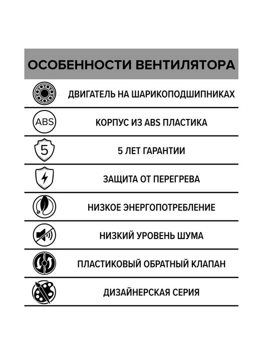 Вытяжка для ванной диаметр 100 мм DiCiTi SILENT 4C Оbsidian