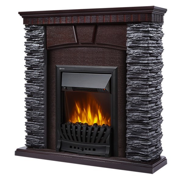 Электрокамин с классическим очагом 2D Electrolux EFP/P-1020LS с порталом Firelight Porto Classic камень черный, шпон венге