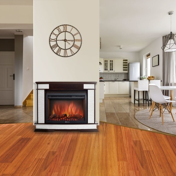 Электрокамин Electrolux EFP/P-3020LS с порталом Firelight Scala 30 камень сланец скалистый белый, шпон тёмный дуб