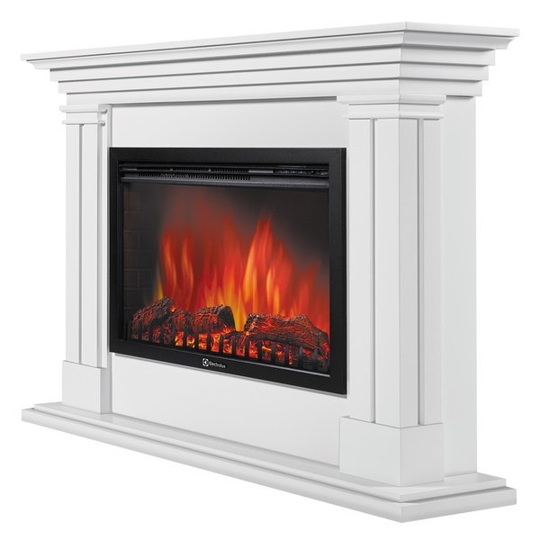 Электрокамин с широким очагом 2D Electrolux EFP/P-3020LS с порталом Firelight Castello 30 белый