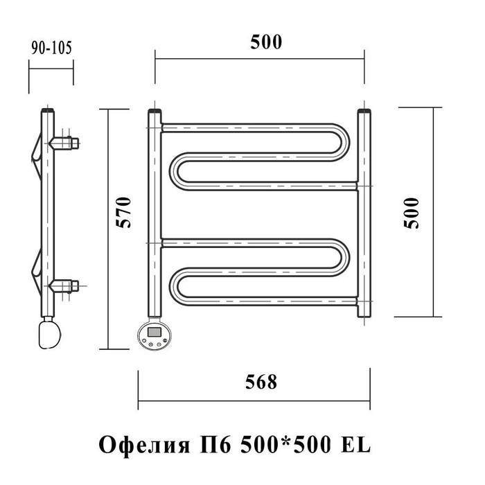 Электрический полотенцесушитель Domoterm Офелия П6 500*500 EL