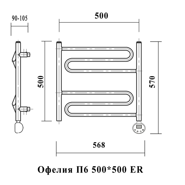 Электрический полотенцесушитель Domoterm Офелия П6 500*500 ER