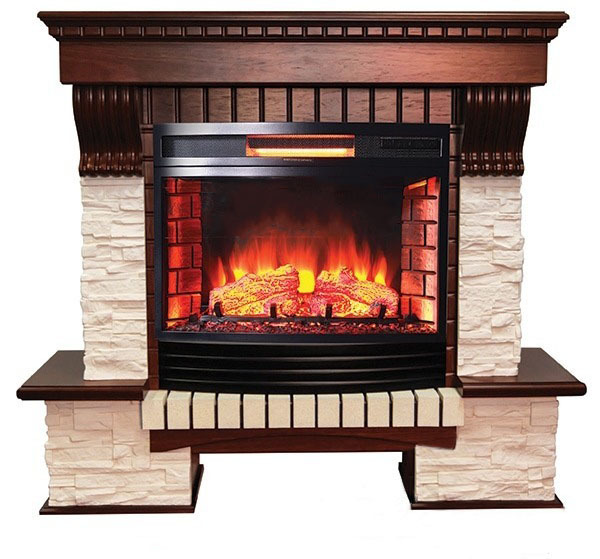 Каменный камин (портал+очаг) InterFlame Exter / Экстер Сланец с очагом Panoramic 25-30 led