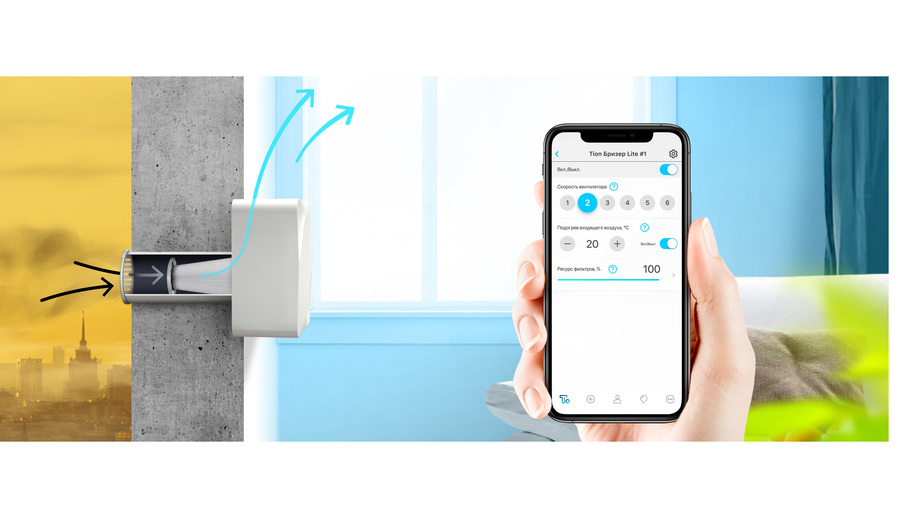 Бытовая приточная вентиляционная установка Tion Бризер Lite