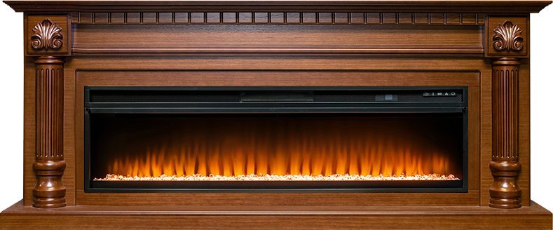 Линейный электрокамин Royal Flame Edinburg 60 (темный орех) с очагом Vision 60 LED