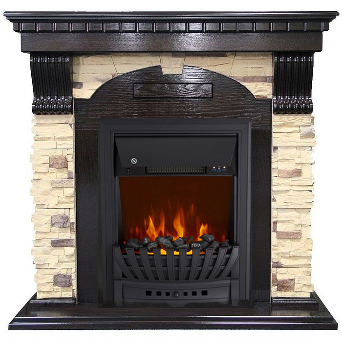 Электрокамин с классическим очагом 2D Royal Flame Dublin арочный сланец венге с очагом Aspen Black